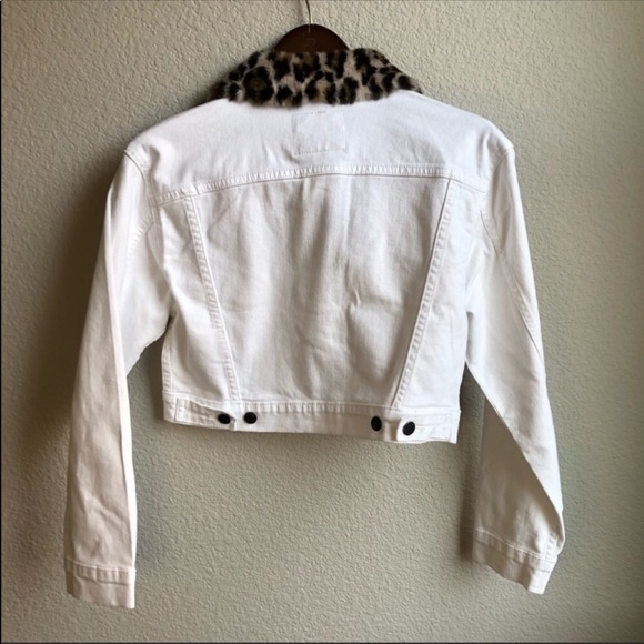 Levi’s white denim cropped jacket leopard - Picture 5 of 7